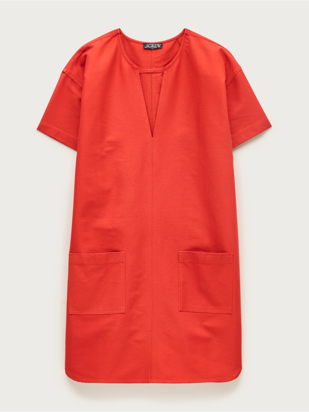 J crew Petite patch-pocket pullover dress in structured cotton poplin